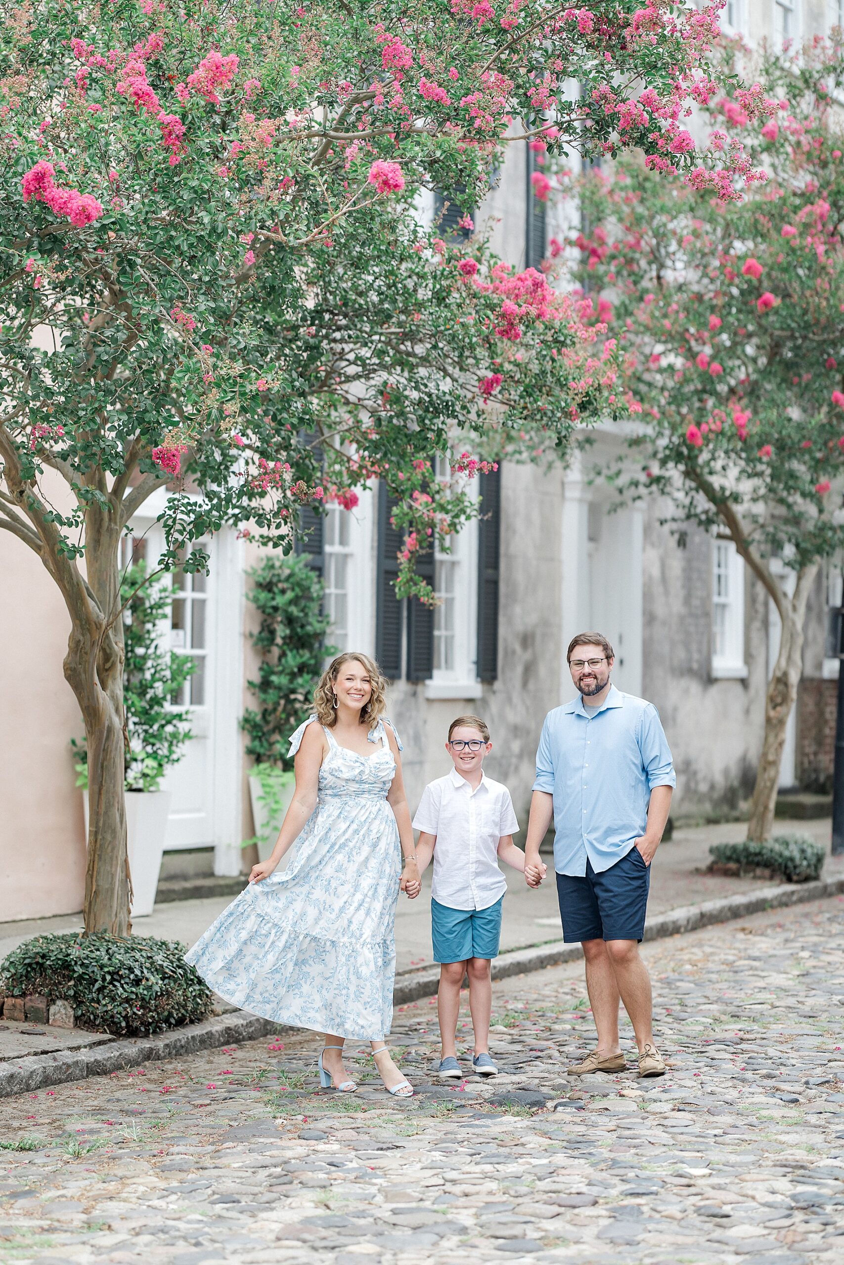 summer family session in downtown Charleston
