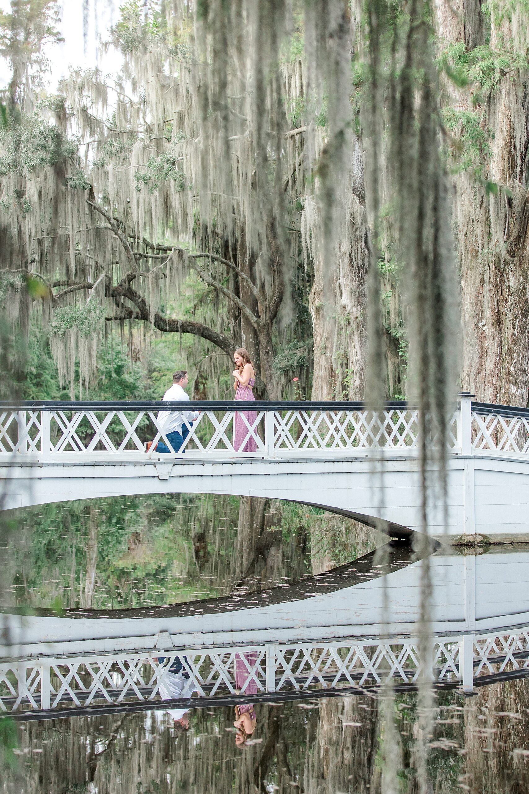 romantic proposal at Magnolia Plantation